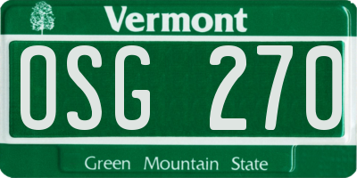 VT license plate OSG270
