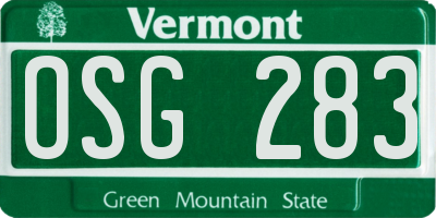 VT license plate OSG283