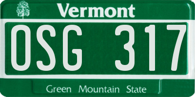 VT license plate OSG317