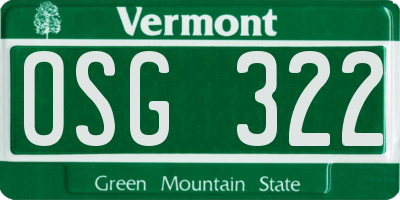 VT license plate OSG322