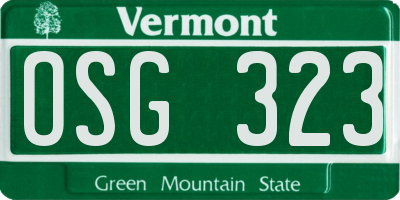 VT license plate OSG323
