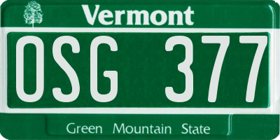 VT license plate OSG377