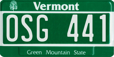 VT license plate OSG441
