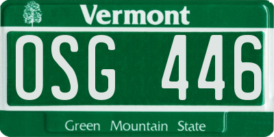 VT license plate OSG446