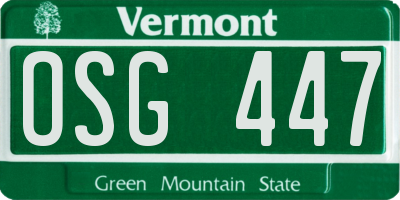 VT license plate OSG447