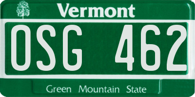 VT license plate OSG462