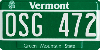 VT license plate OSG472