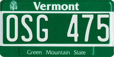 VT license plate OSG475