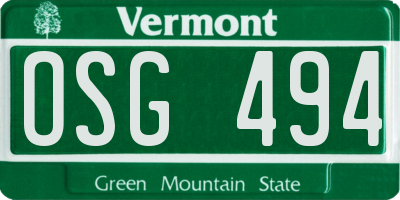 VT license plate OSG494