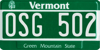 VT license plate OSG502