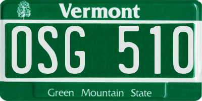 VT license plate OSG510