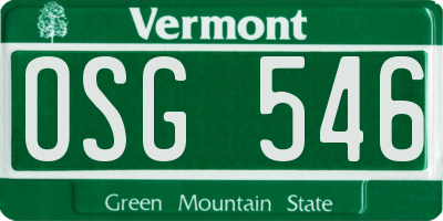 VT license plate OSG546