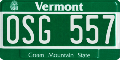 VT license plate OSG557