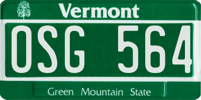 VT license plate OSG564