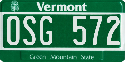 VT license plate OSG572