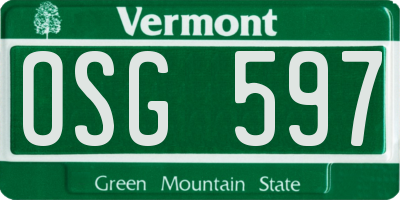 VT license plate OSG597