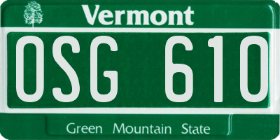 VT license plate OSG610