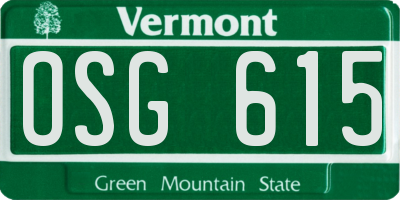 VT license plate OSG615