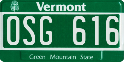 VT license plate OSG616