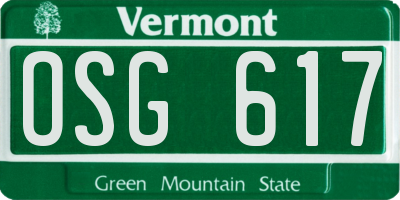 VT license plate OSG617