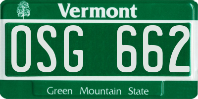 VT license plate OSG662