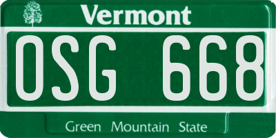 VT license plate OSG668