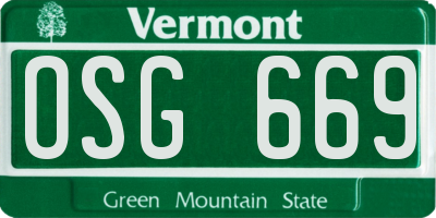 VT license plate OSG669