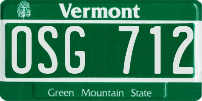 VT license plate OSG712