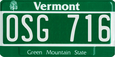 VT license plate OSG716