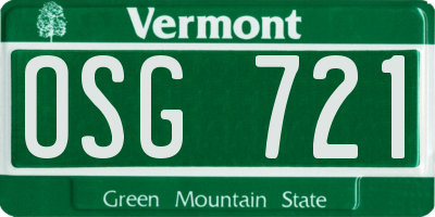 VT license plate OSG721