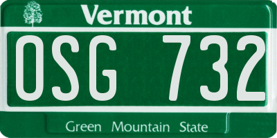 VT license plate OSG732