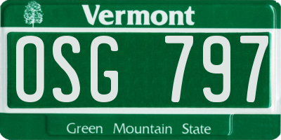 VT license plate OSG797
