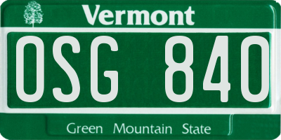 VT license plate OSG840