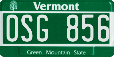 VT license plate OSG856