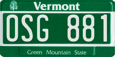 VT license plate OSG881