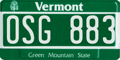 VT license plate OSG883