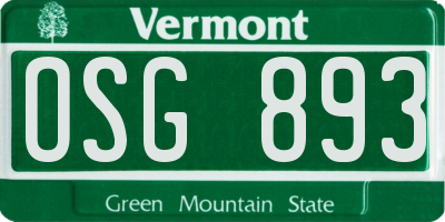 VT license plate OSG893