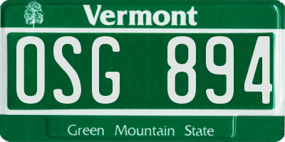 VT license plate OSG894