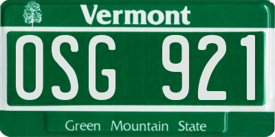 VT license plate OSG921