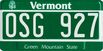 VT license plate OSG927