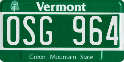VT license plate OSG964