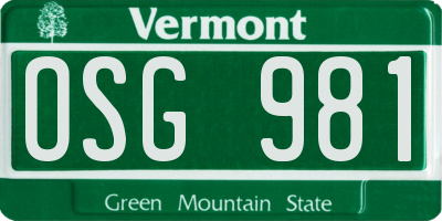 VT license plate OSG981