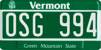 VT license plate OSG994