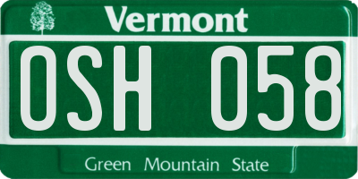 VT license plate OSH058