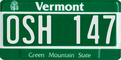 VT license plate OSH147