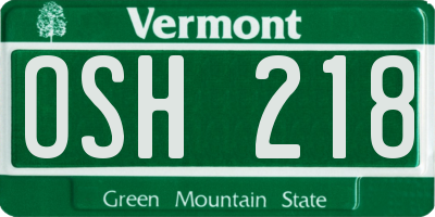 VT license plate OSH218