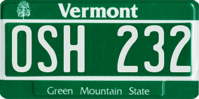 VT license plate OSH232
