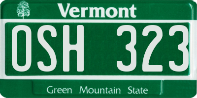 VT license plate OSH323
