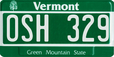 VT license plate OSH329