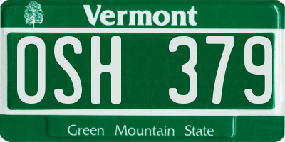 VT license plate OSH379